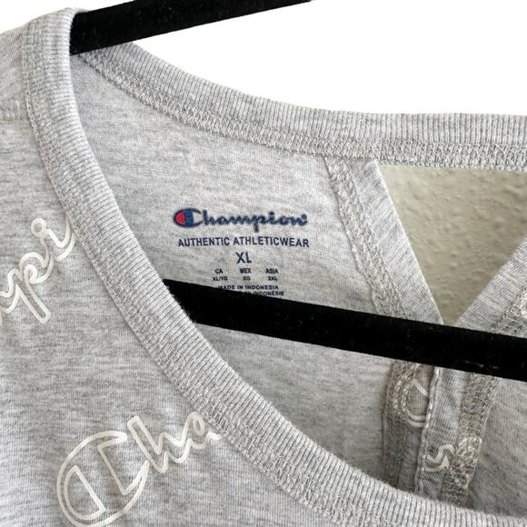 Champion Allover Spellout Cropped T-Shirt Keyhole Detail - Picture 4 of 6